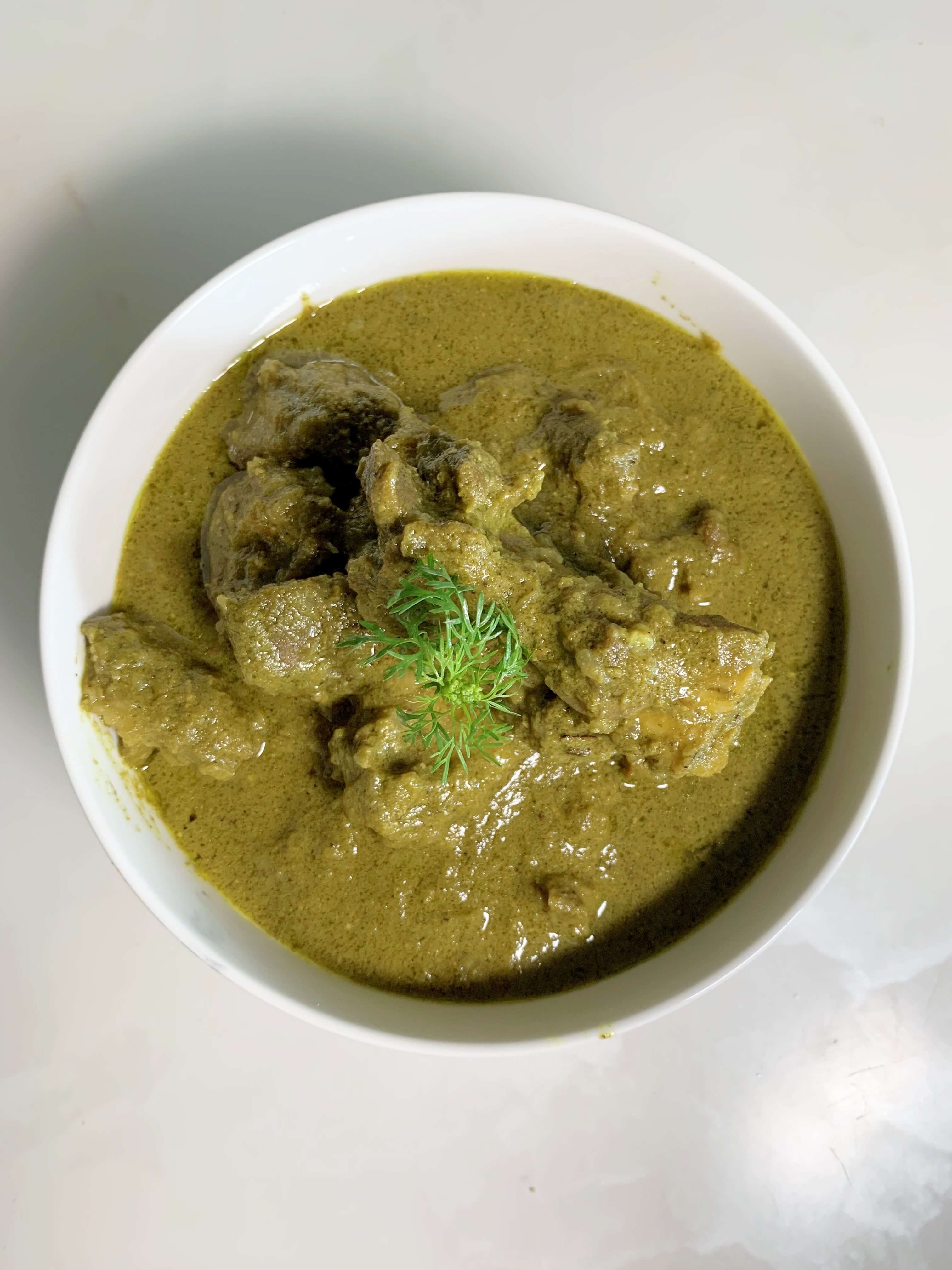 green masala mutton curry